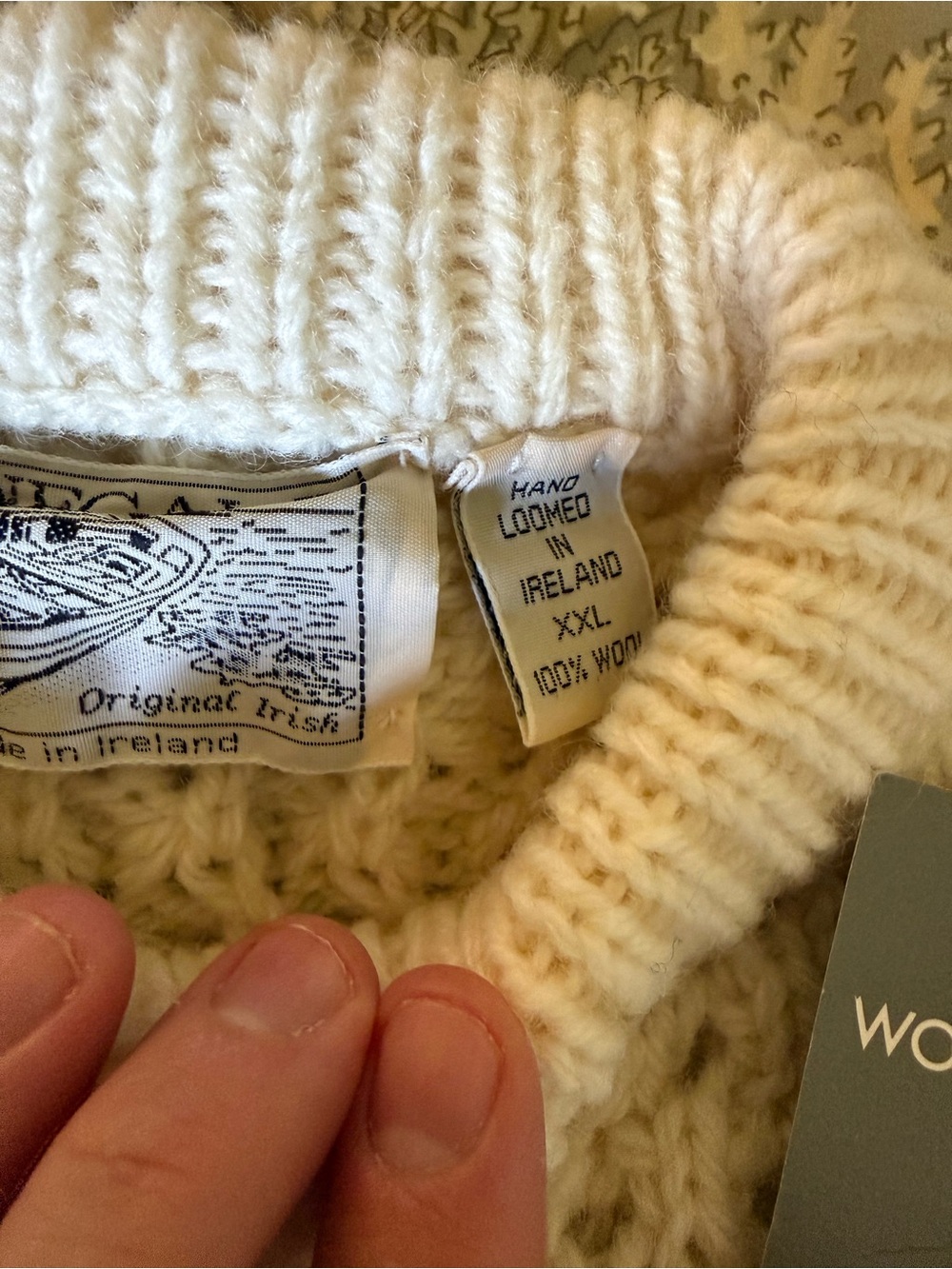 IRISH 100% WOOL SWEATER / Cable-Knit Women’s AUTHENTIC Sweater XXL - Picture 3 of 4